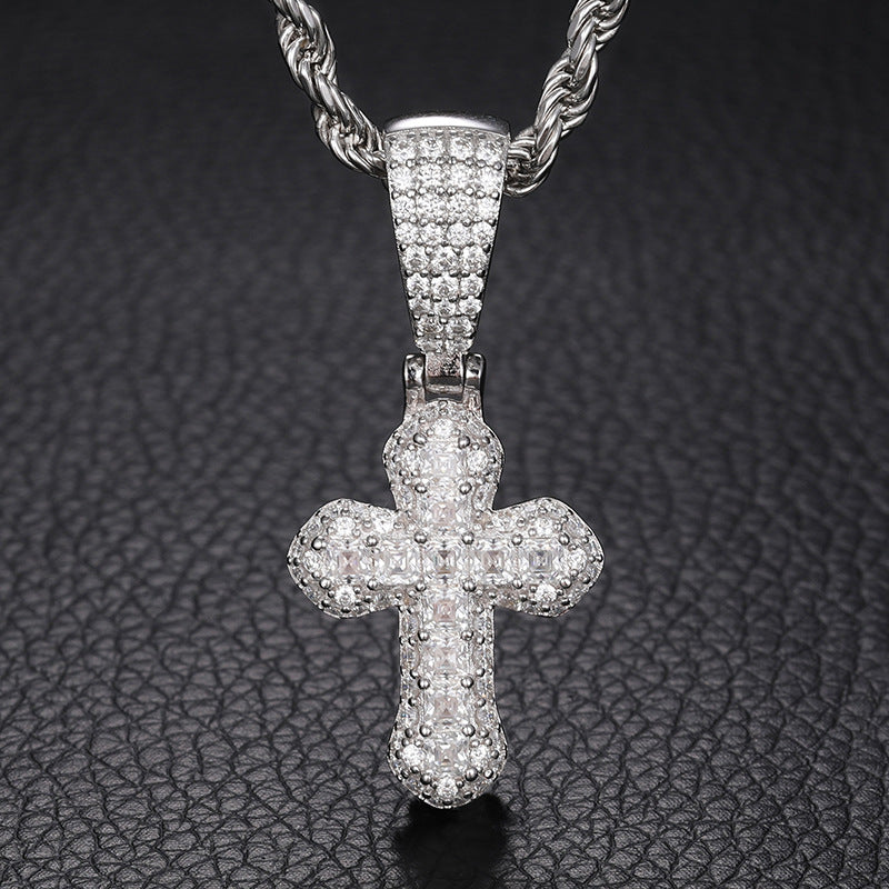 Asscher cut Cross pendant