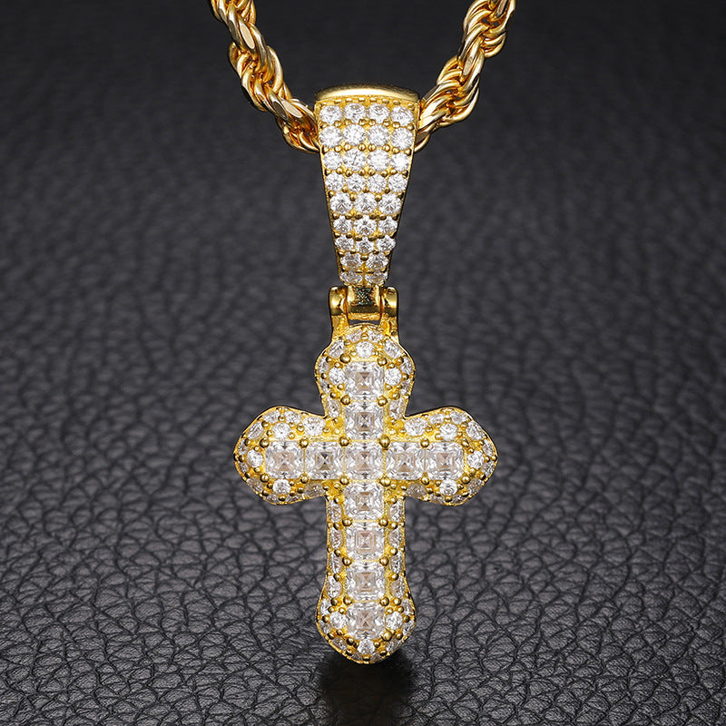 Asscher cut Cross pendant
