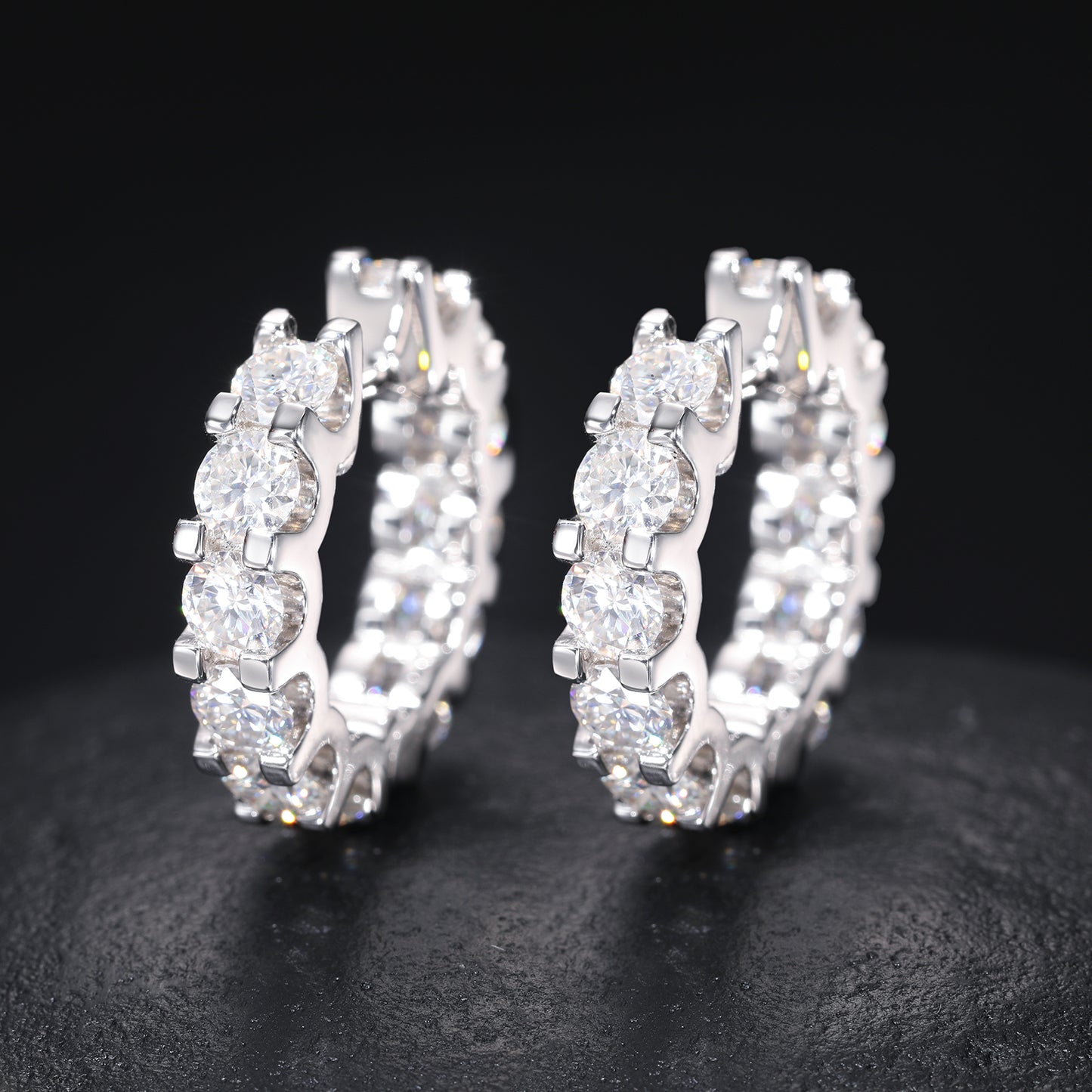 Large stone Hoop earrings