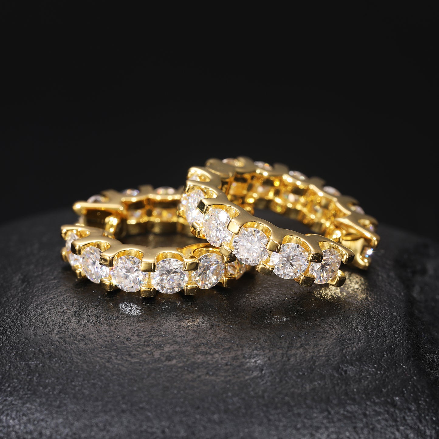 Large stone Hoop earrings