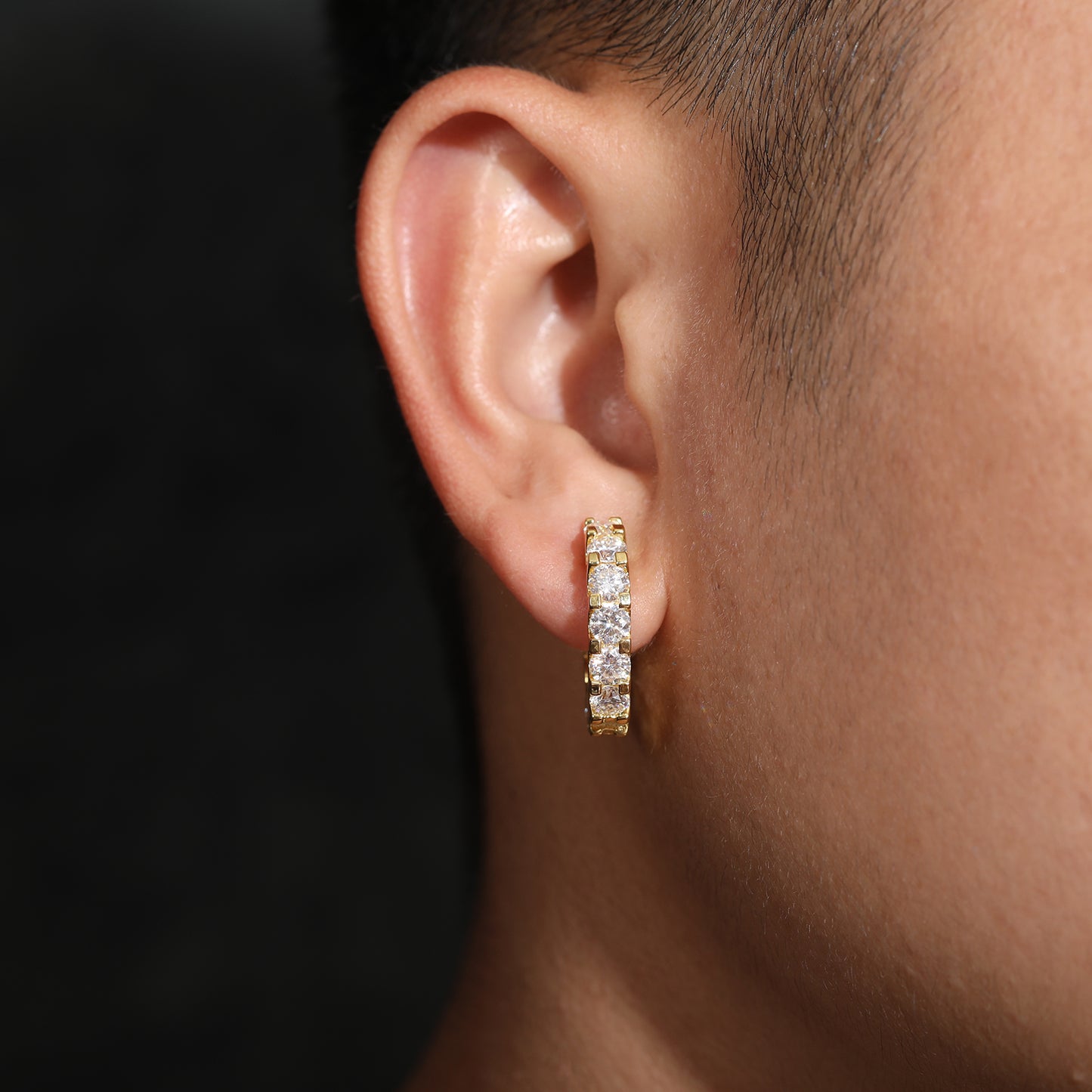 Large stone Hoop earrings