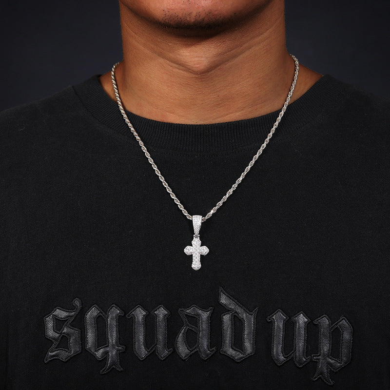 Asscher cut Cross pendant