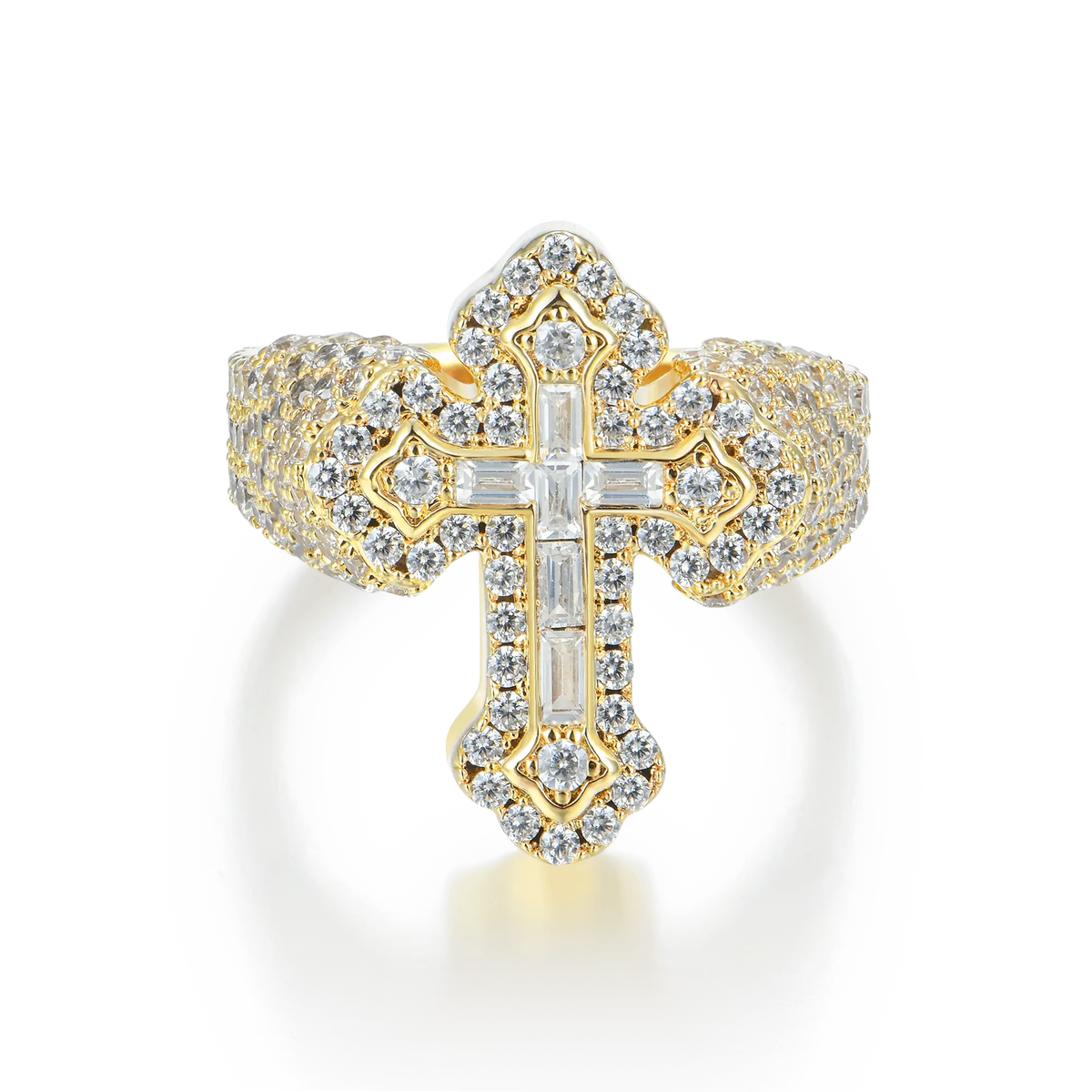 Round and Baguette Cross Ring