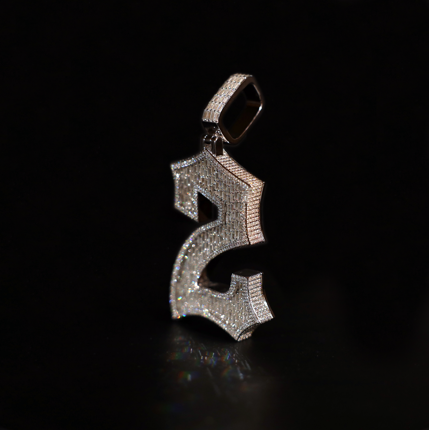 Large Emerald Cut number Pendant 4"+