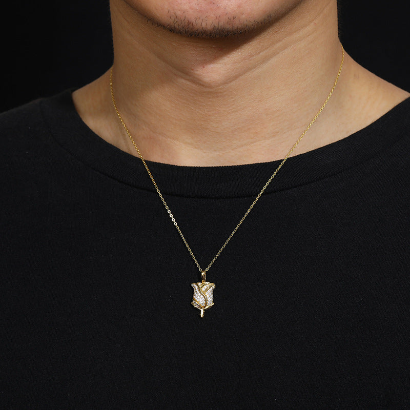 Rose pendant 10k Solid Gold