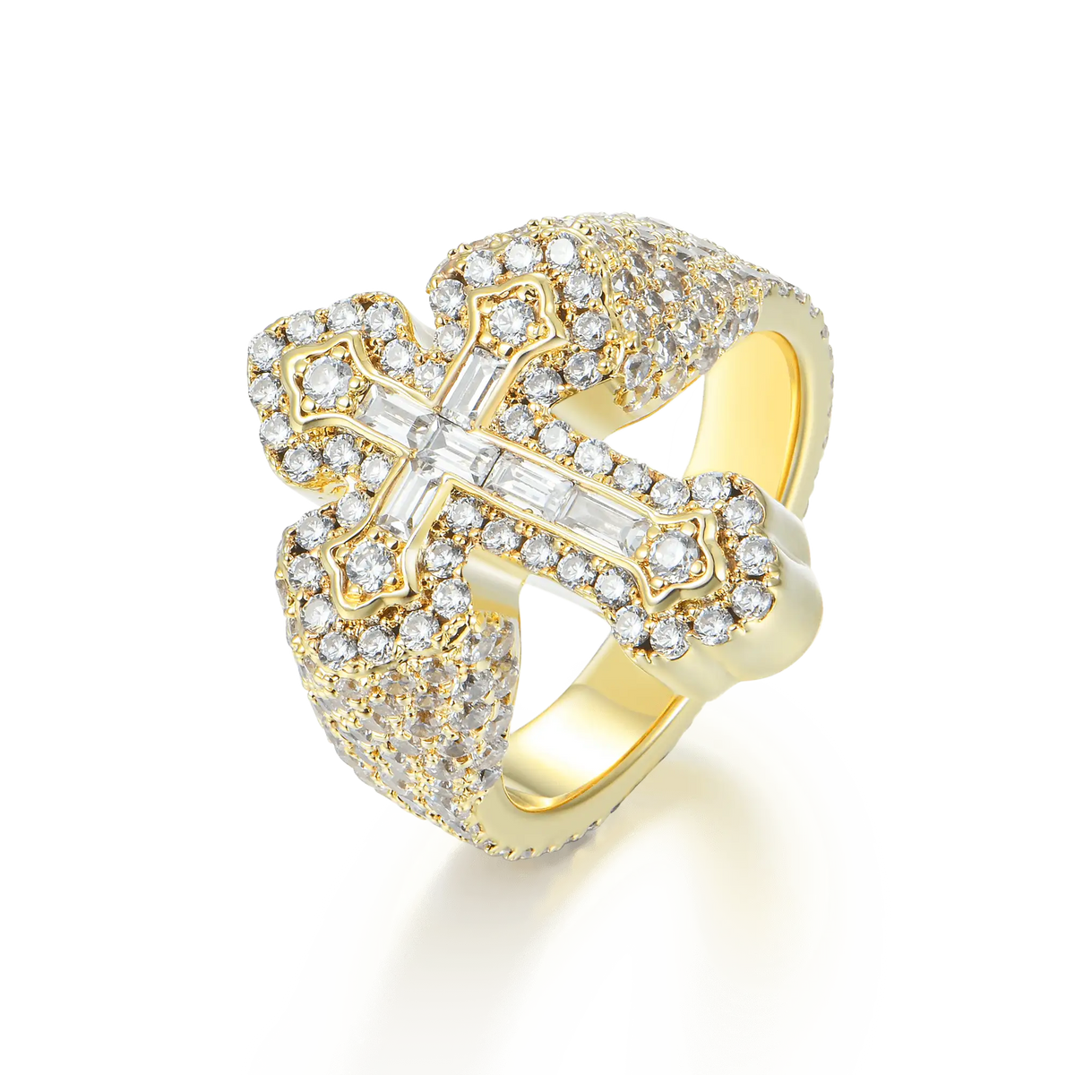 Round and Baguette Cross Ring