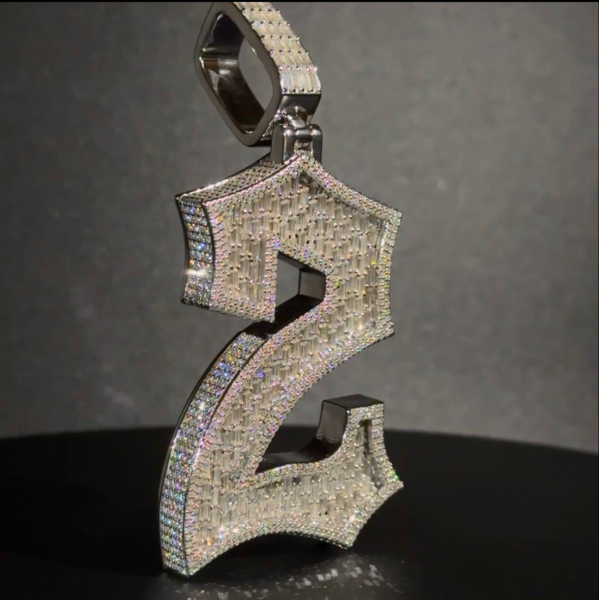 Large Emerald Cut number Pendant 4"+