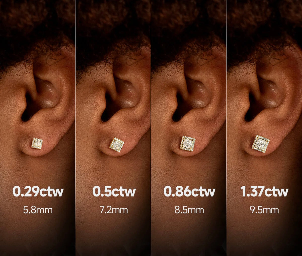 Princess Cut Stud earrings