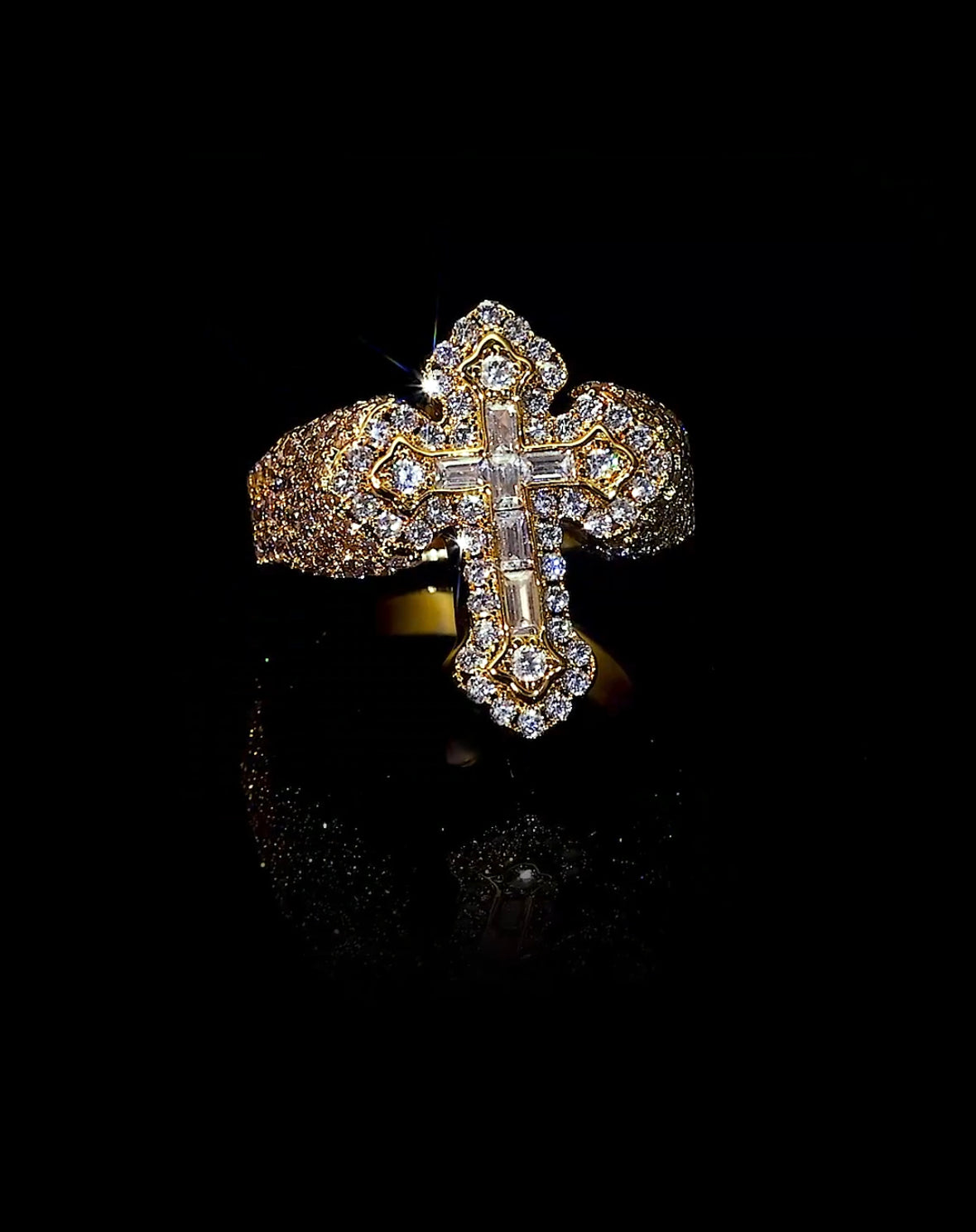 Round and Baguette Cross Ring