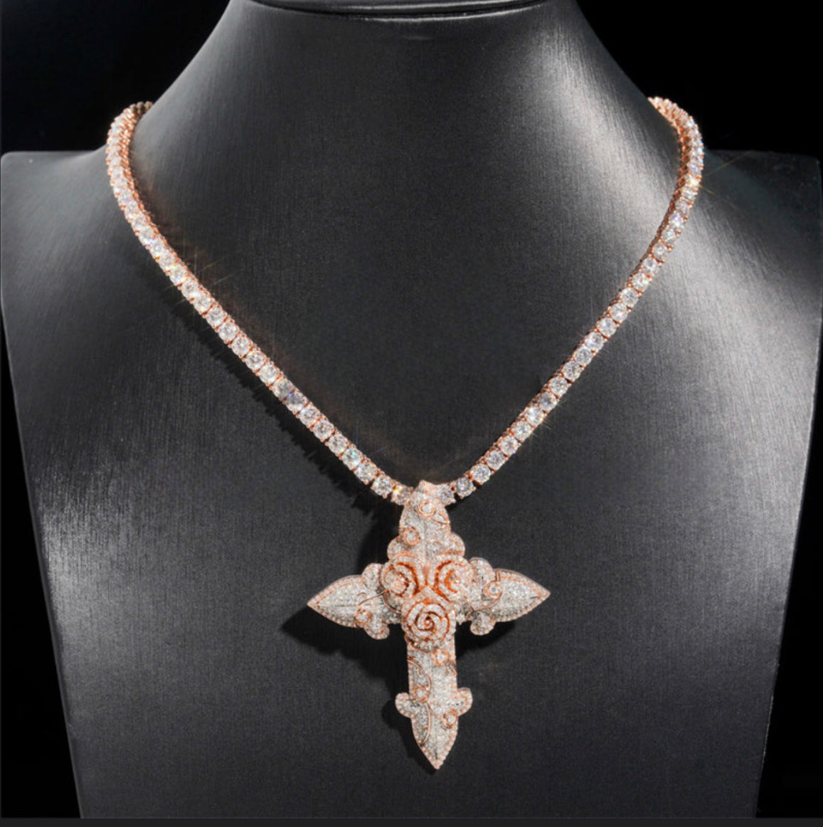 Flower style cross pendant