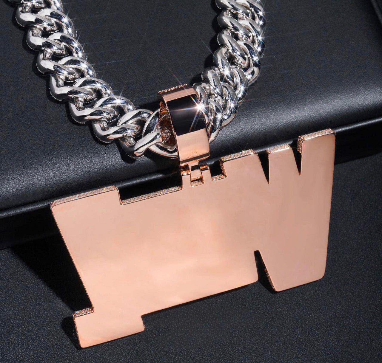 Big Custom name Emerald cut pendant