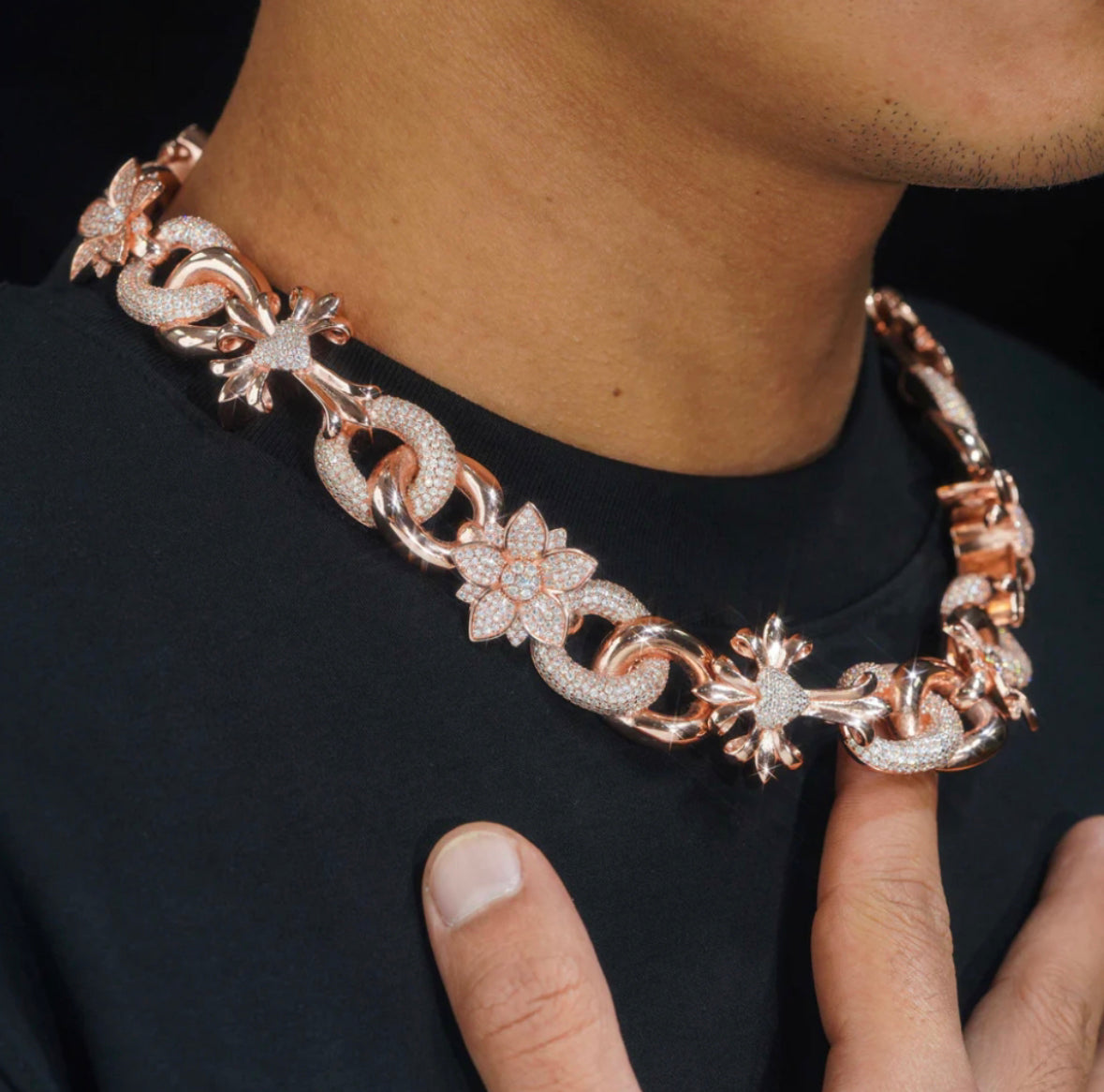 Chrome hearts Inspired Flower Cuban link