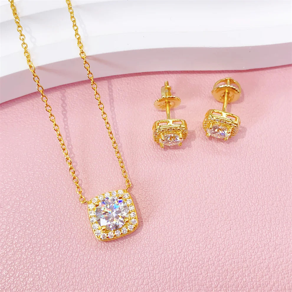 Halo Earring and Necklace Set