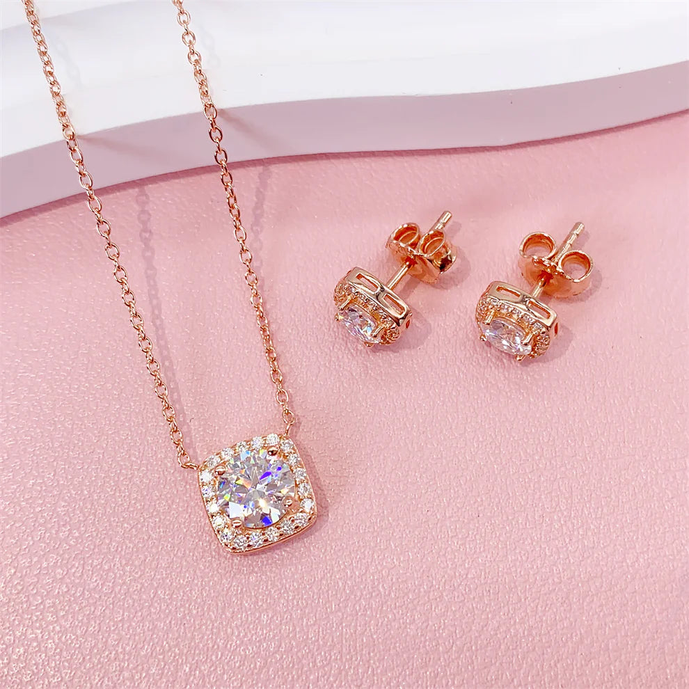 Halo Earring and Necklace Set