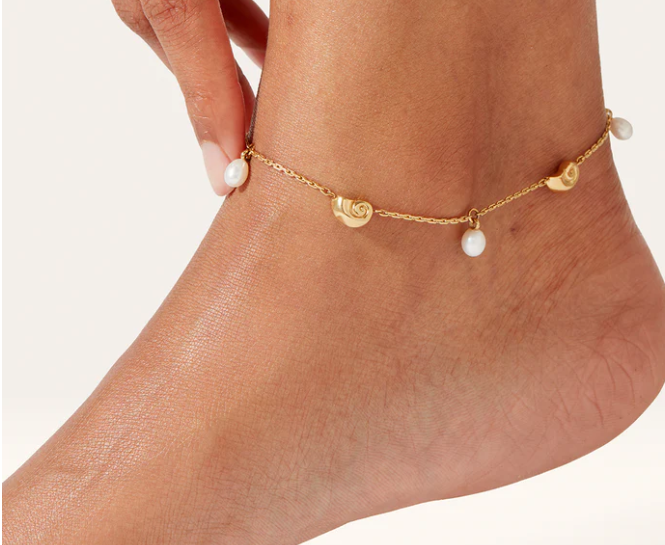 Sea shell and Pearls anklet