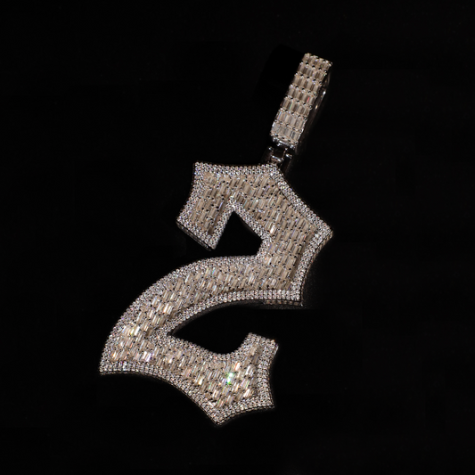 Large Emerald Cut number Pendant 4"+