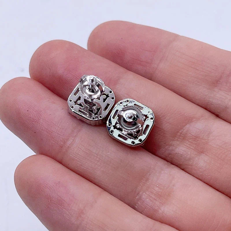 Baguette and Round Stud Earrings