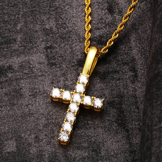 Solid bail tennis Cross Pendant