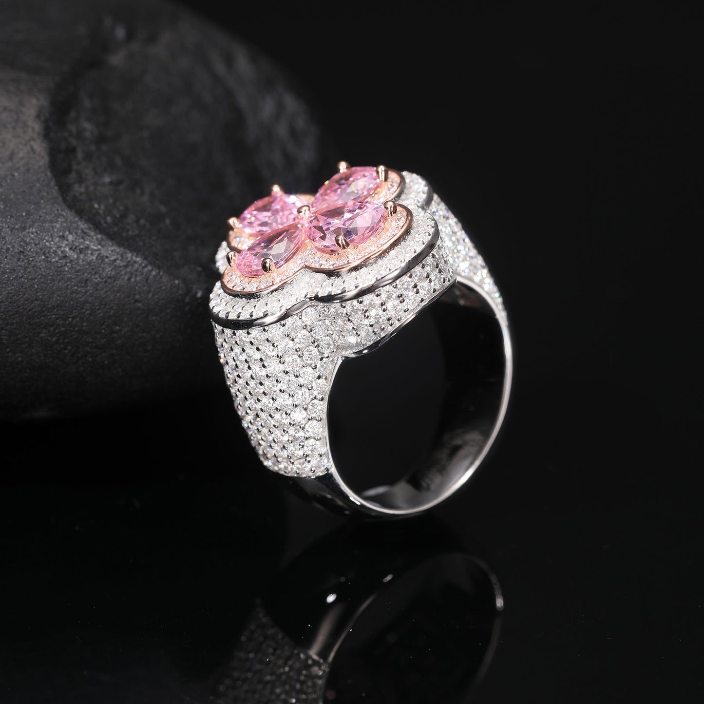 Pink pear shape Flooded Ring
