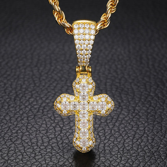 Asscher cut Cross pendant
