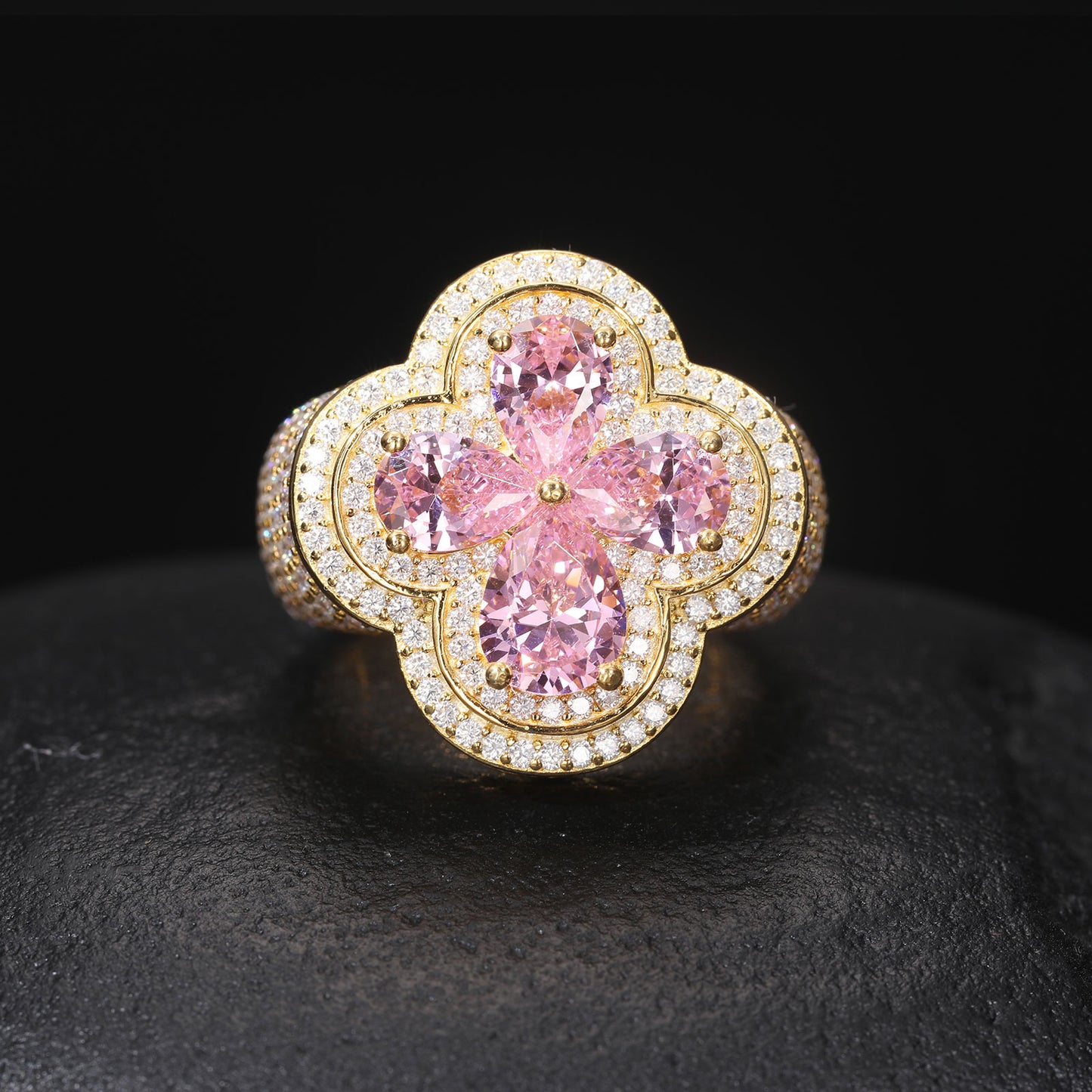 Pink pear shape Flooded Ring