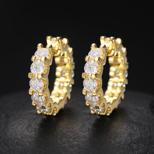 Large stone Hoop earrings