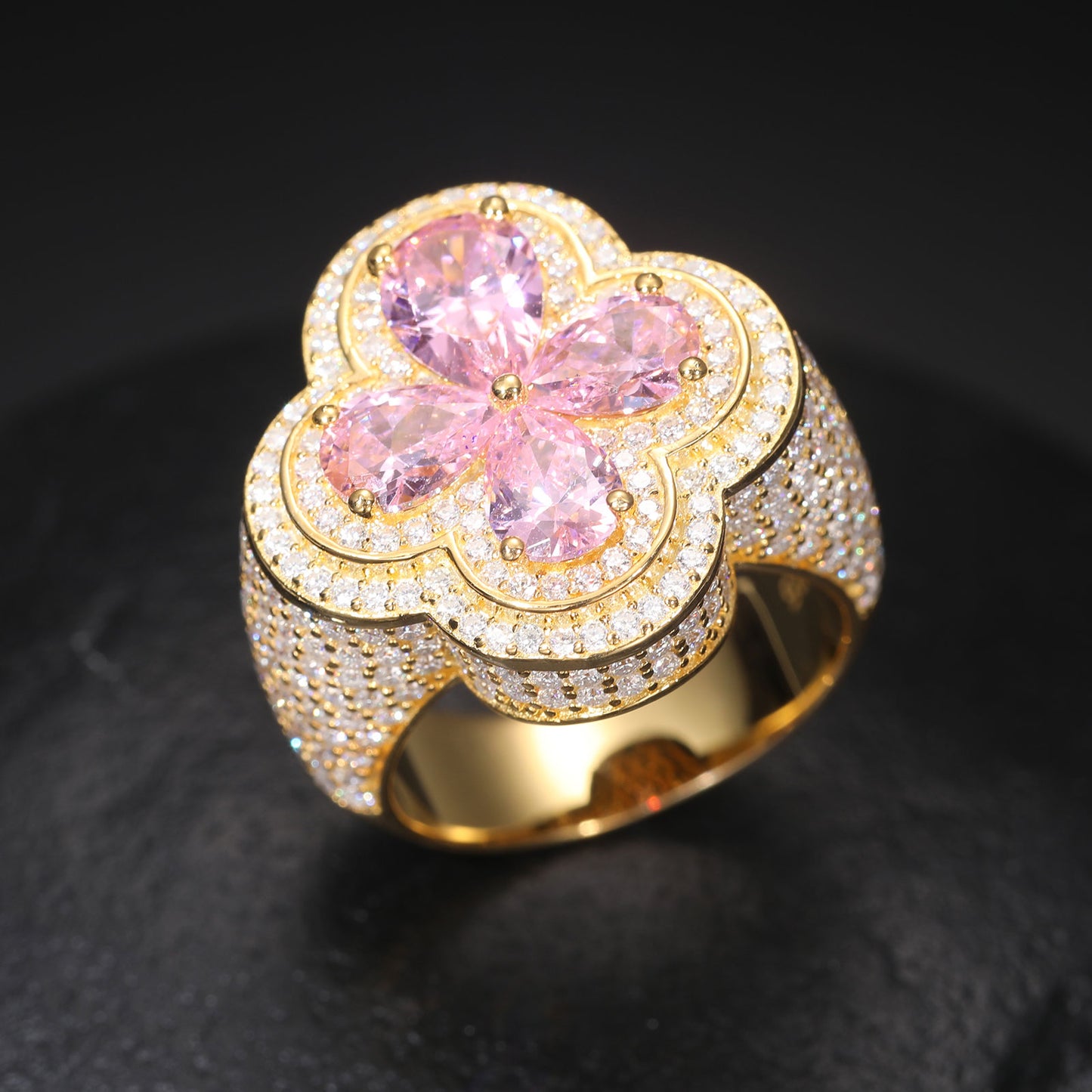 Pink pear shape Flooded Ring