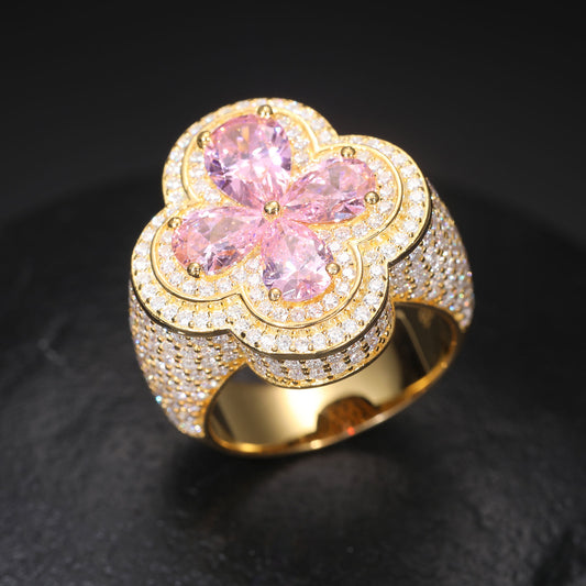 Pink pear shape Flooded Ring