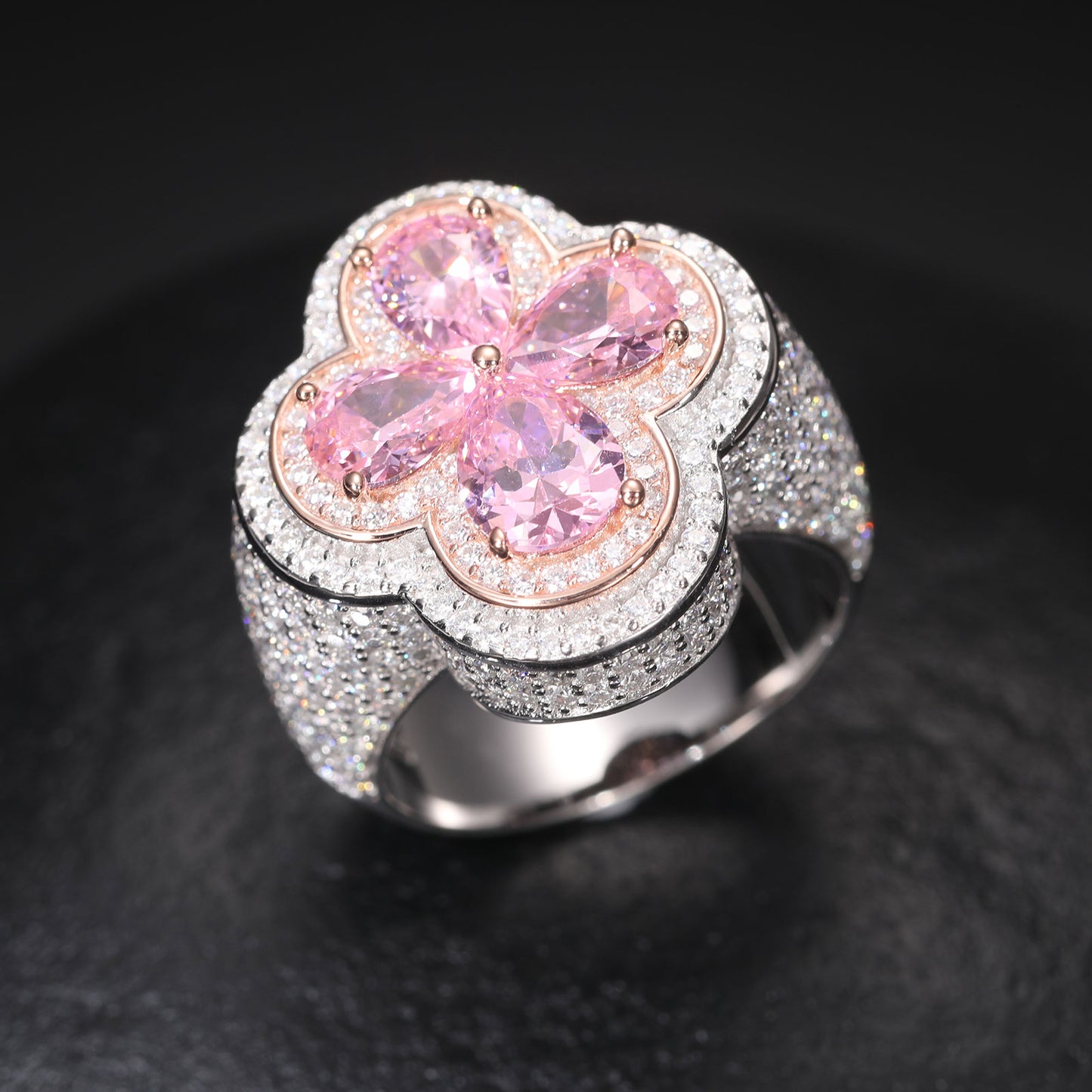 Pink pear shape Flooded Ring