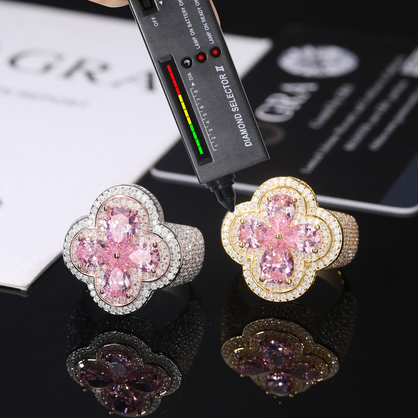 Pink pear shape Flooded Ring