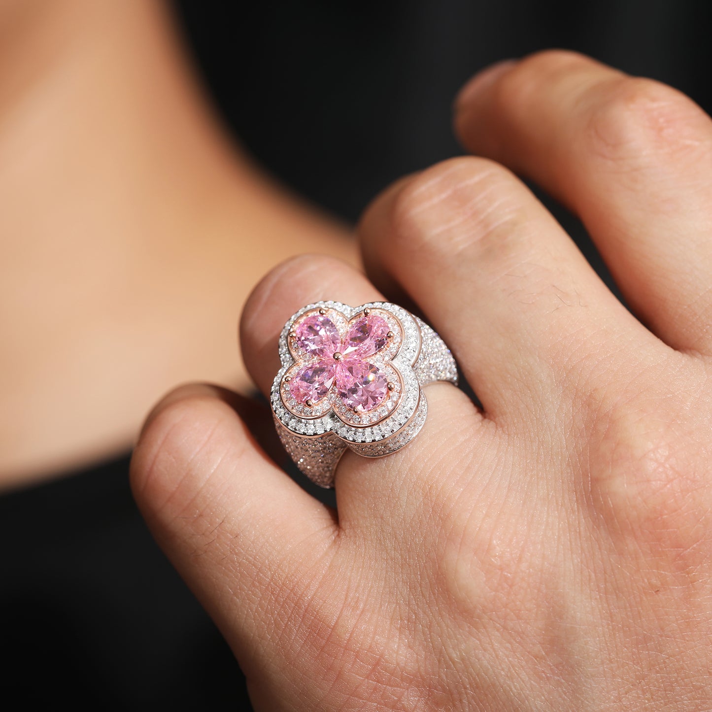 Pink pear shape Flooded Ring