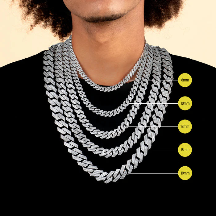 2 row Pave set Cuban link 10-24mm
