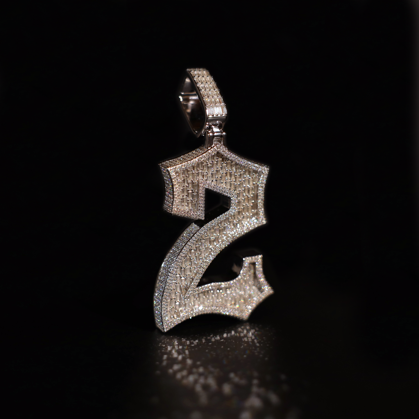 Large Emerald Cut number Pendant 4"+