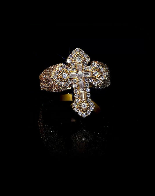Round and Baguette Cross Ring