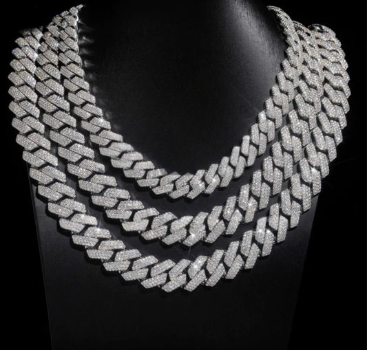 2 row Pave set Cuban link 10-24mm
