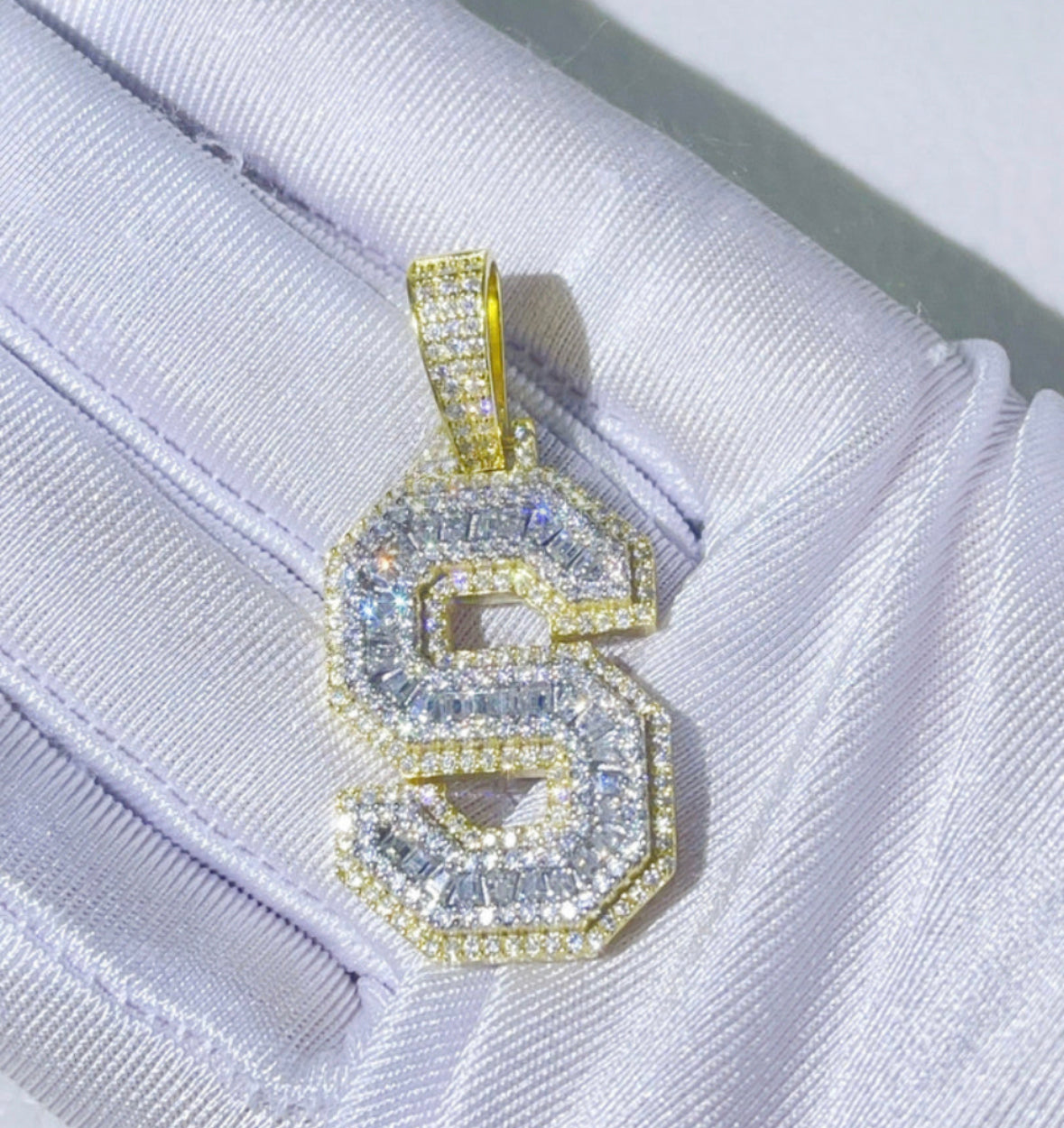Custom baguette cut letter pendant A-Z