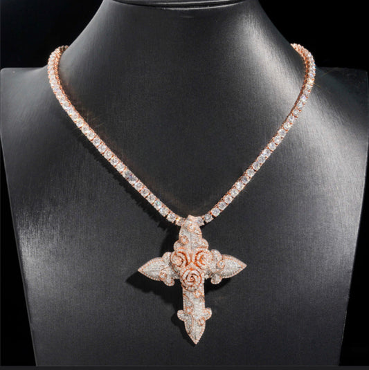 Flower style cross pendant