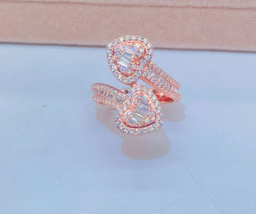 Heart Shaped Nail Ring With Baguettes