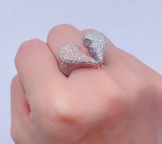 2 Tone Broken Heart Ring