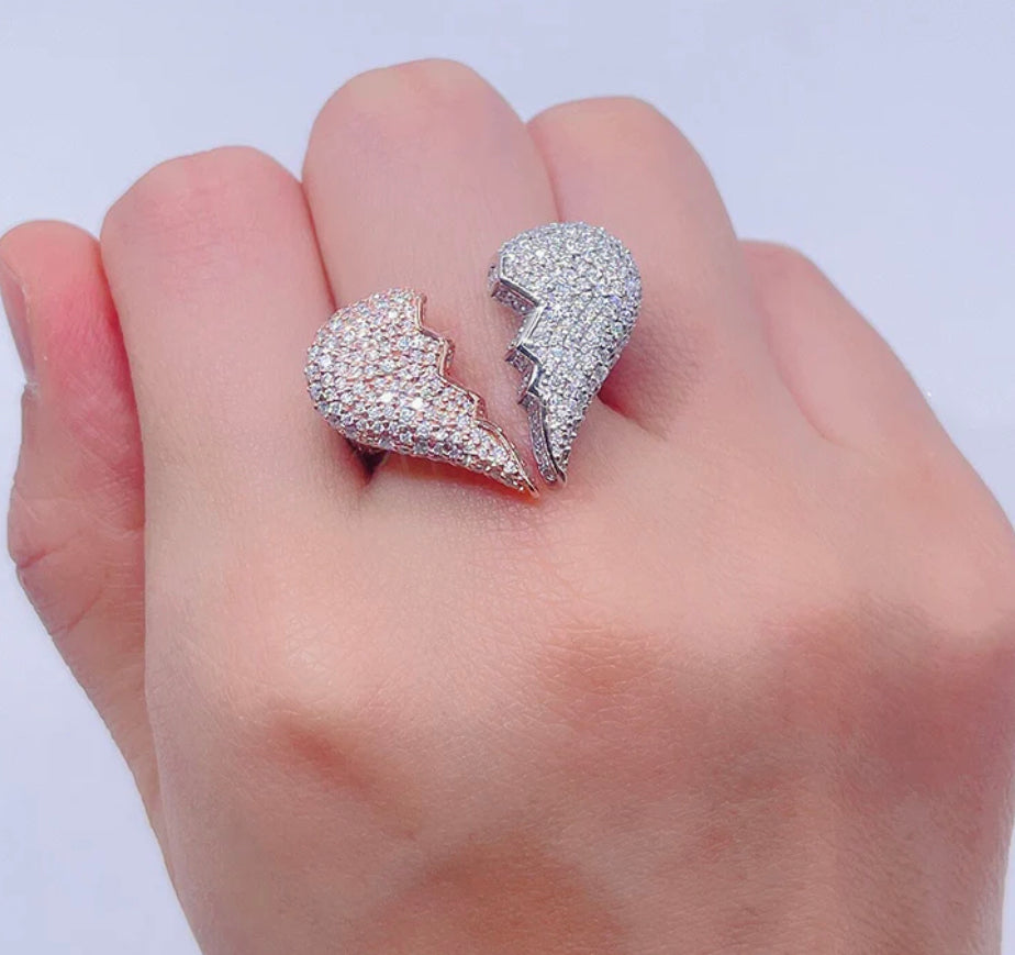 2 Tone Broken Heart Ring