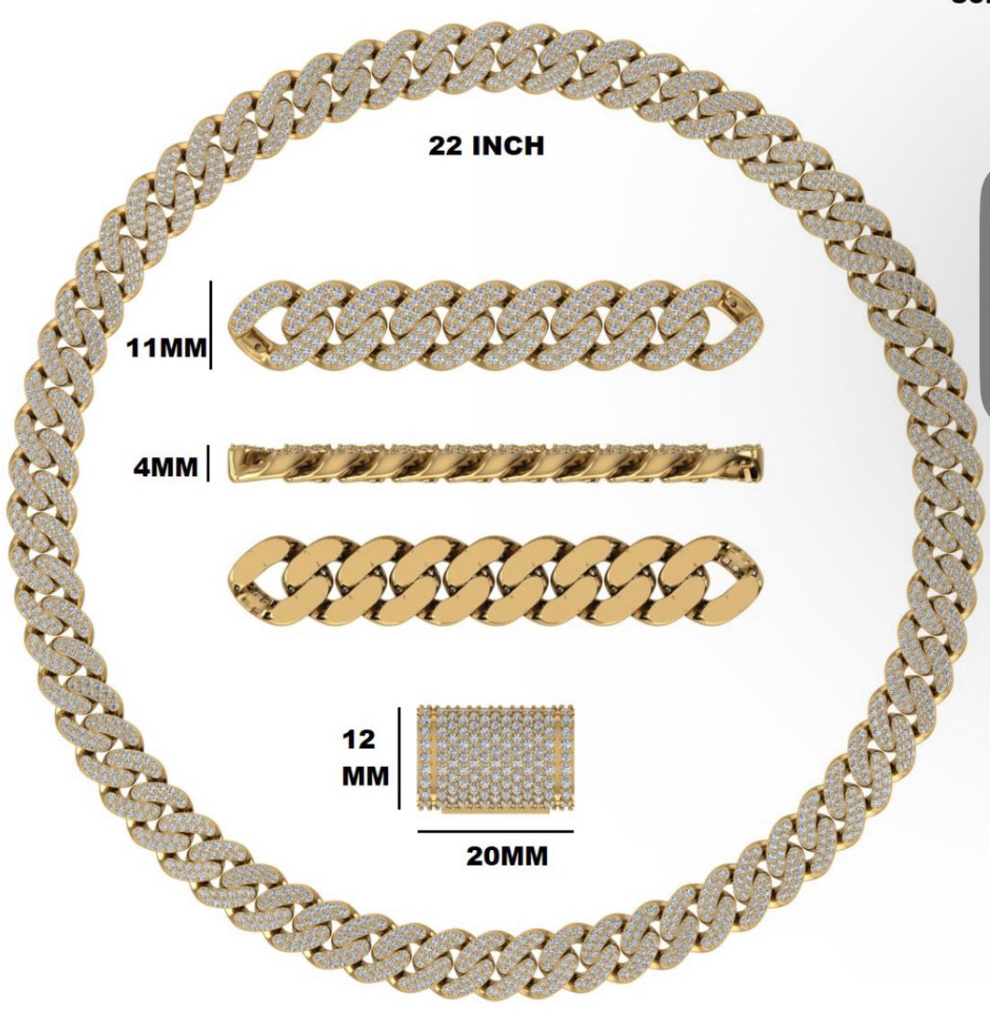 (Custom link) 11mm Pave set Cuban link
