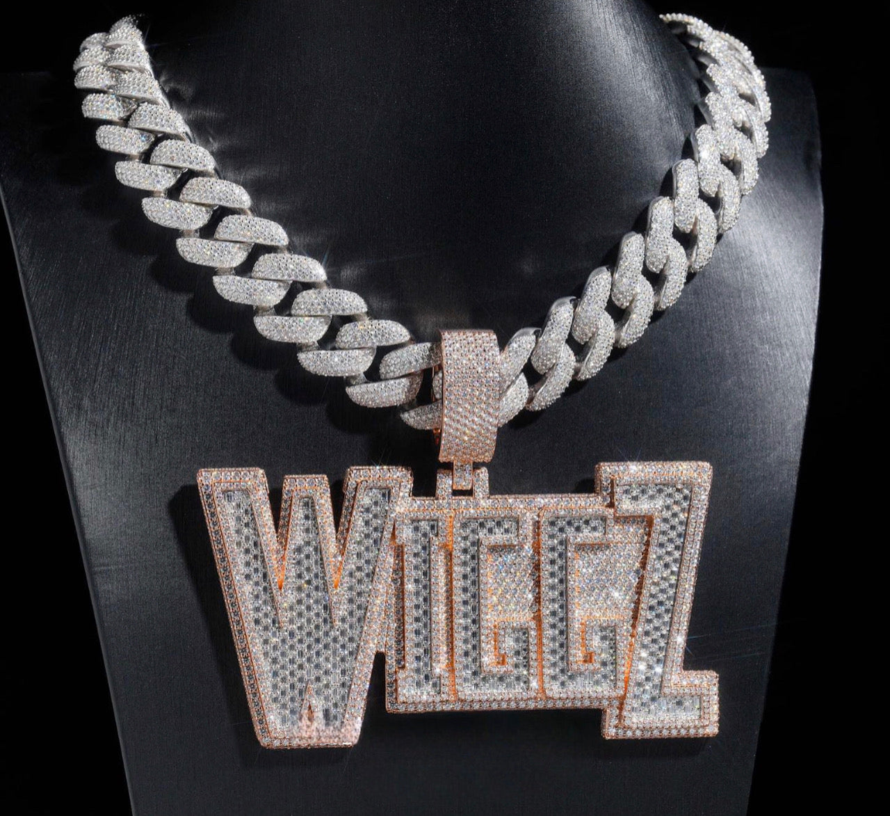 Big Custom name Emerald cut pendant