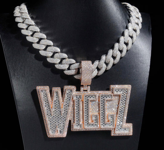 Big Custom name Emerald cut pendant