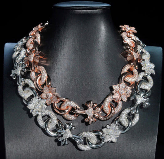 Chrome hearts Inspired Flower Cuban link