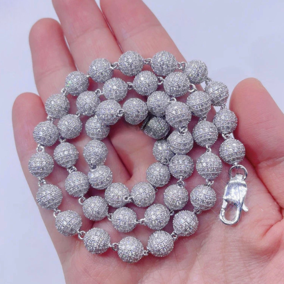 Pave set Ball link Chain