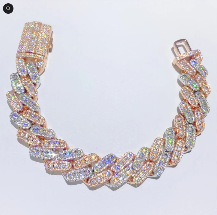 2 Tone Large center stones Bracelet
