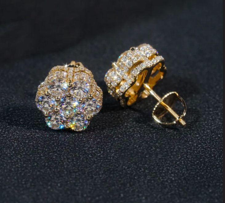 10k Solid Gold 12mm Cluster Earrings