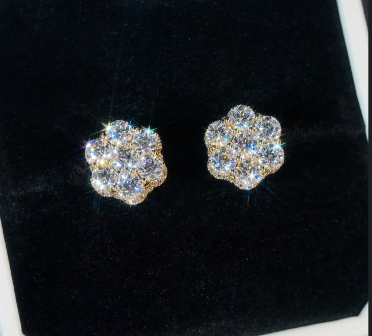 10k Solid Gold 12mm Cluster Earrings