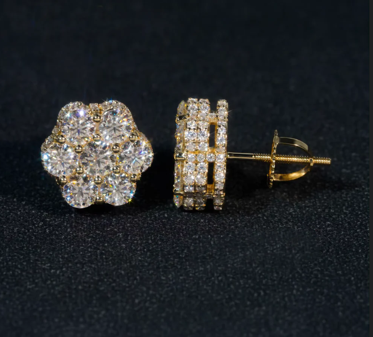 10k Solid Gold 12mm Cluster Earrings