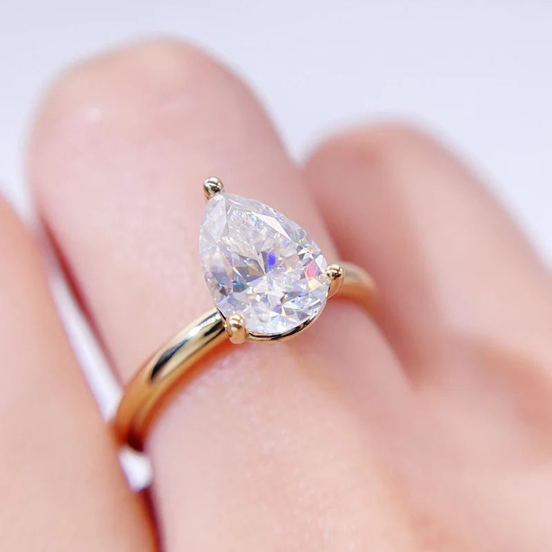 10-14k Solid Gold Pear shape Engagement ring